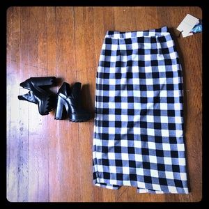 Plaid Mid-Shin Length Dress Skirt